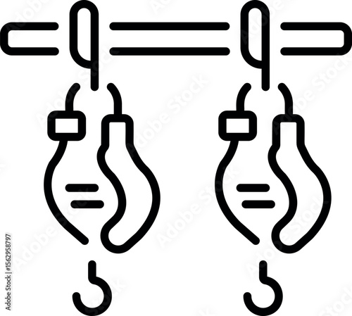 A linear style icon representing meat hooks 