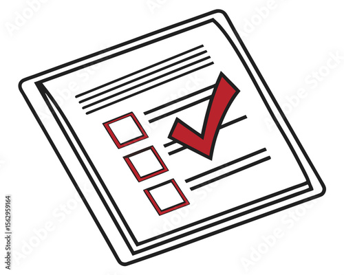 Illustrated checklist with red check mark and empty boxes representing tasks and goals.