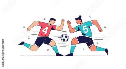 The Excitement of Football Two Players in a Dynamic Duel to Score a Goal
