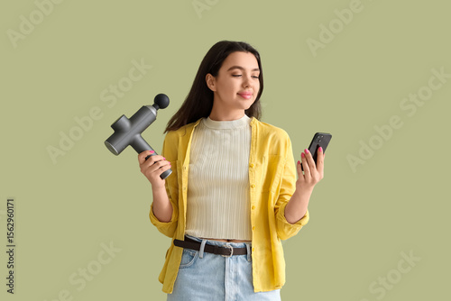 Young woman with percussive...