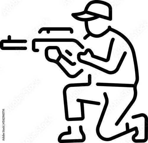 An icon of a camouflage hunter in line style