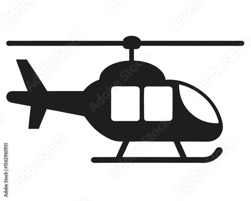 Vector illustration of a black helicopter isolated against a white background for design.