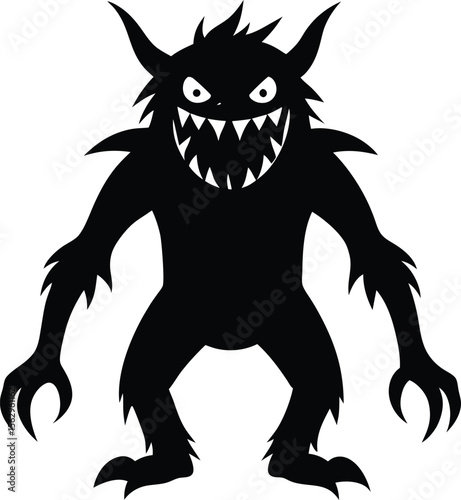 Ferocious Monster Silhouette Spooky Halloween Illustration