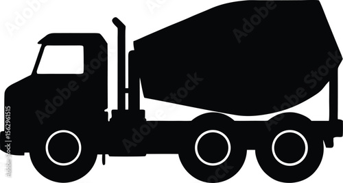 cement mixer truck silhouette, simple flat vector, cement mixer truck icon
