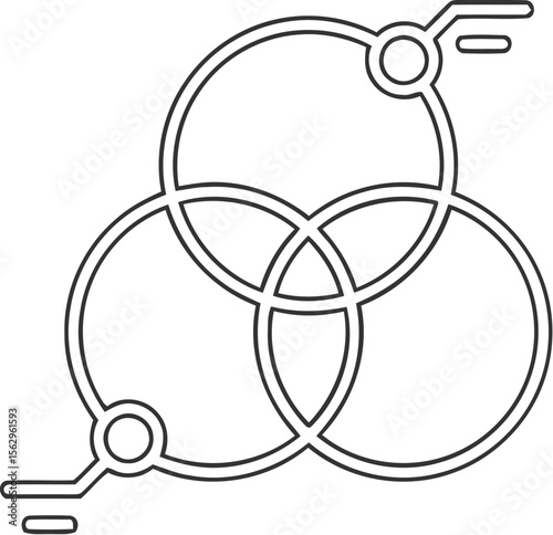 A minimalist geometric design featuring three interconnected outlined circles art