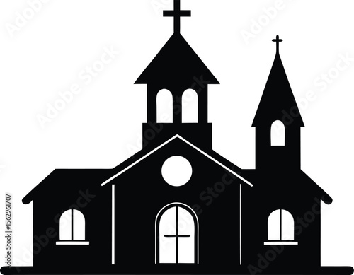 Christian church house icon, Church building vector illustration
