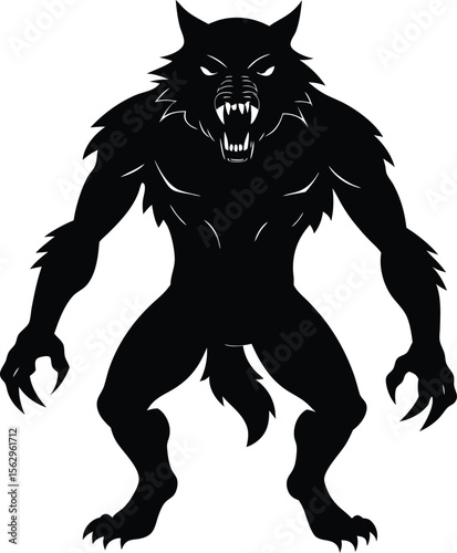 Fearsome Werewolf Silhouette A Powerful Creature Illustration