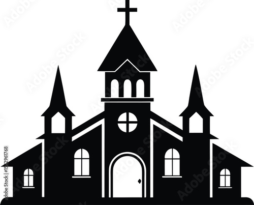 Christian church house icon, Church building vector illustration