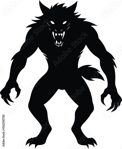 Fearsome Werewolf Silhouette A Ghastly Creature of the Night