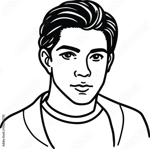 Portrait of a young man with stylish features in vector illustration style