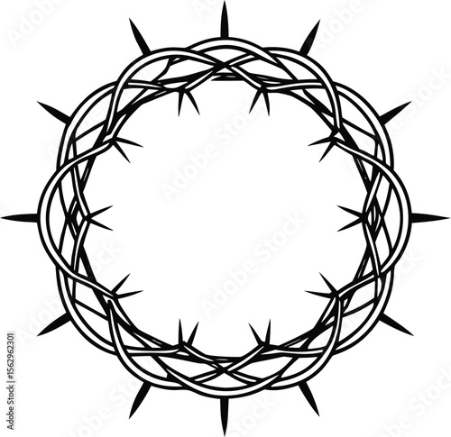 Crown of thorns silhouette, Circle of thorns icon