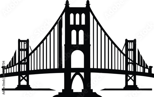 golden gate bridge silhouette vector,San Francisco black symbol