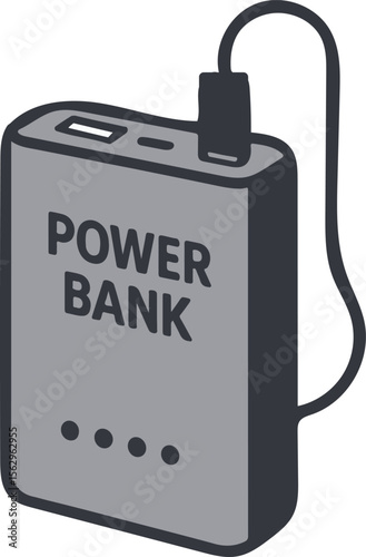 Power Bank Vector Illustration with Charging Cable