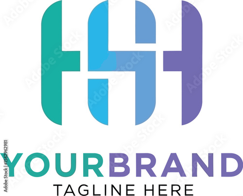 Abstract logo design with overlapping rounded shapes and color gradients