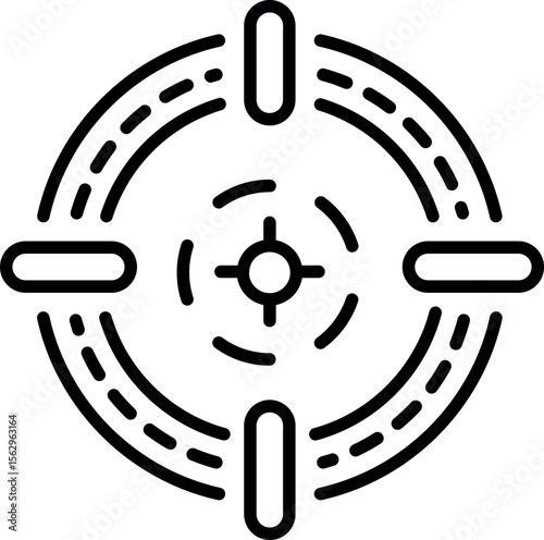A line style icon depicting a scope sight 