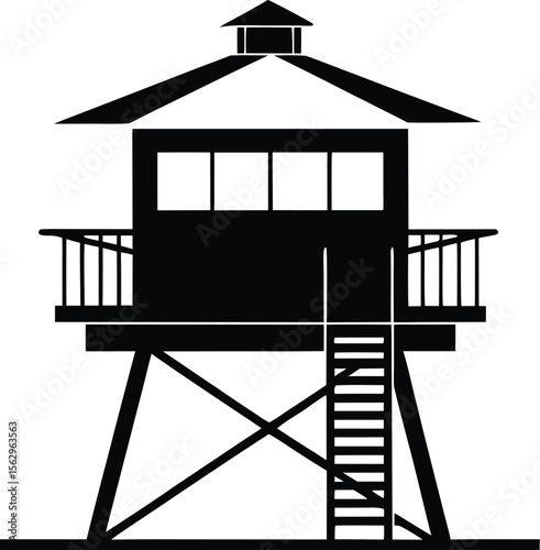 black lifeguard tower silhouette clip art preview