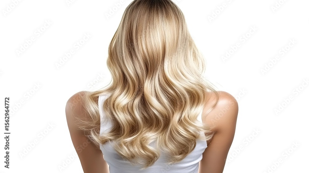 Fototapeta premium Blonde wavy hair on a woman's back