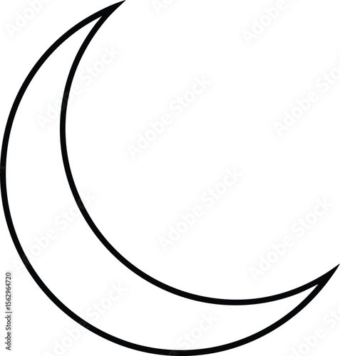 Crescent Moon Celestial Symbol, Night Sky, Lunar Phase Illustration
