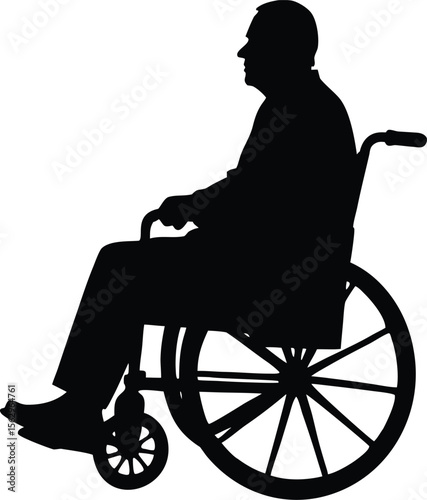 silhouette elderly man in a wheelchair,wheelchair icon illustration