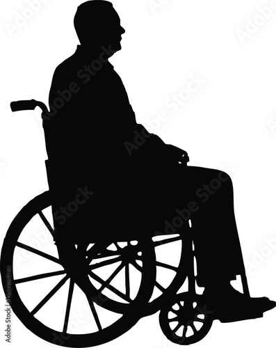 silhouette elderly man in a wheelchair,wheelchair icon illustration