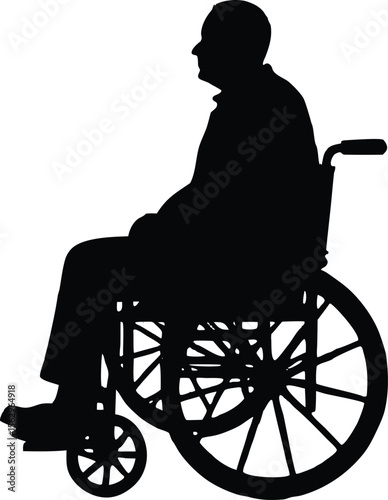 silhouette elderly man in a wheelchair,wheelchair icon illustration