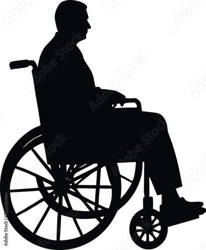 silhouette elderly man in a wheelchair,wheelchair icon illustration
