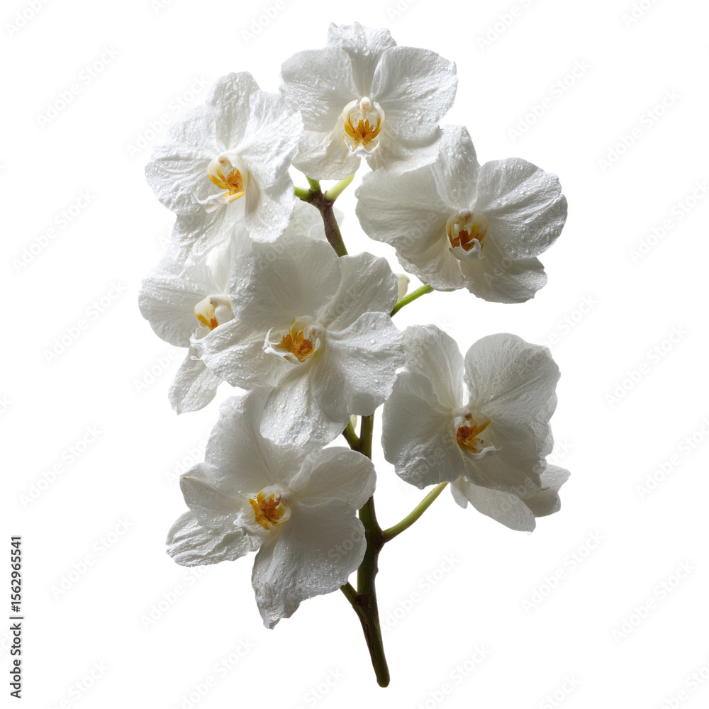 Fototapeta premium Orchid mood for floral echo concept. Beautiful white orchids arranged elegantly on a stem.