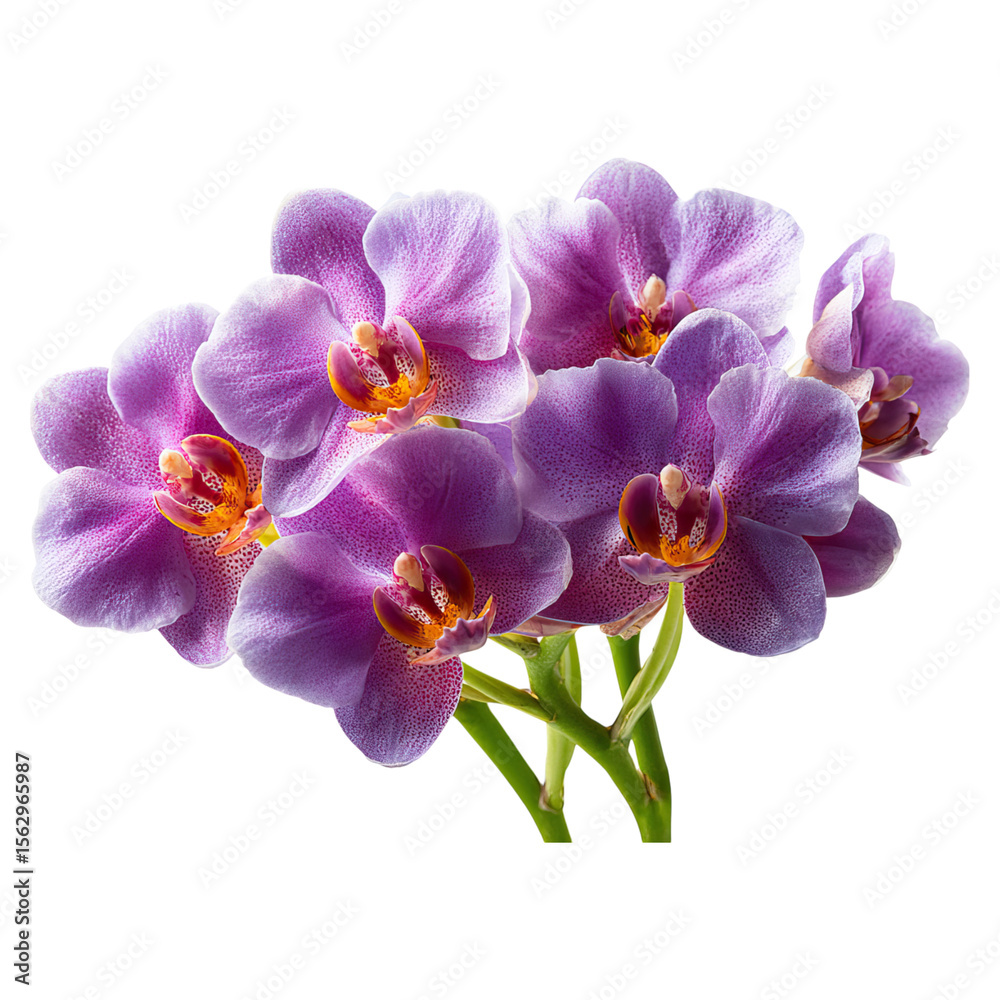 Obraz premium Orchid mood for floral echo concept. Vibrant purple orchids in full bloom for decoration and gifting.