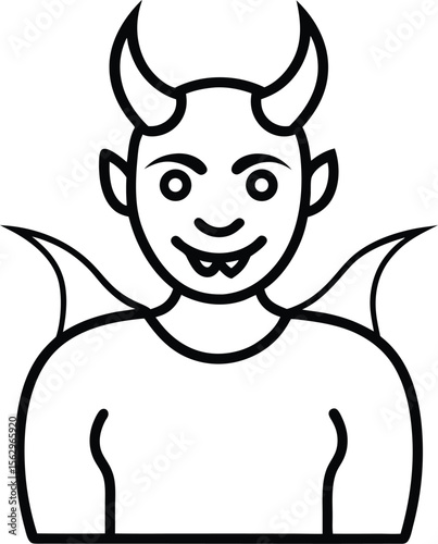 Devilish Character Illustration A Line Art Design of a Cartoon Devil