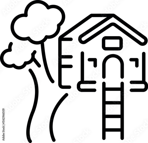 A line style icon showing an oak treehouse 