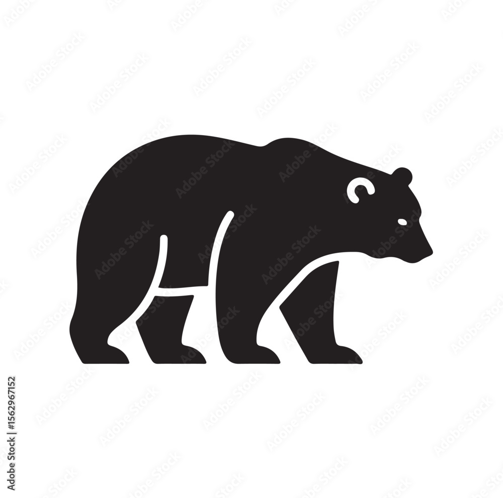 Fototapeta premium bear silhouettes vector, set of animals Brown grizzl Black vector