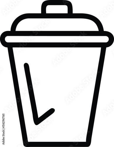 Vector art of a trash can with a check mark, indicating proper disposal, isolated on white background