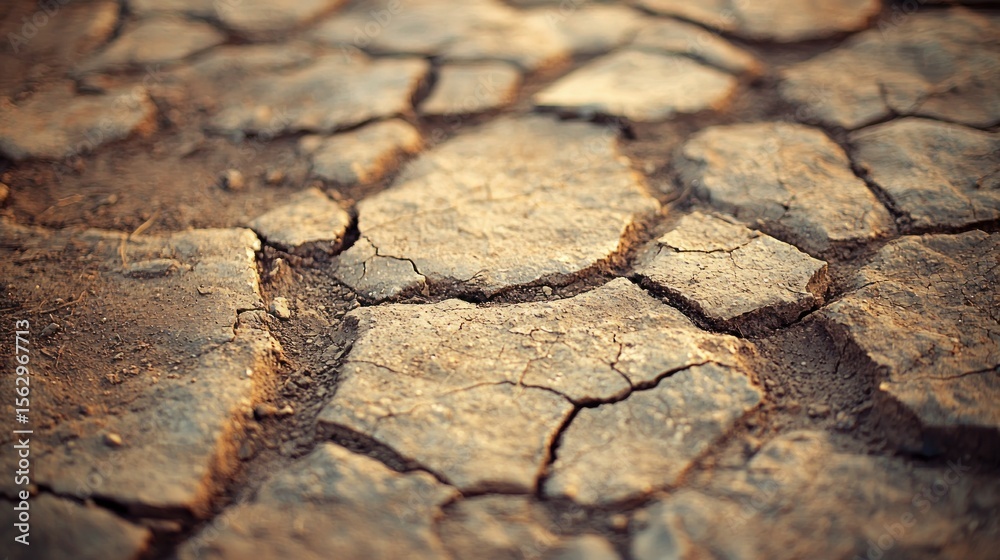 Fototapeta premium Cracked, dry earth with textured, broken ground pattern