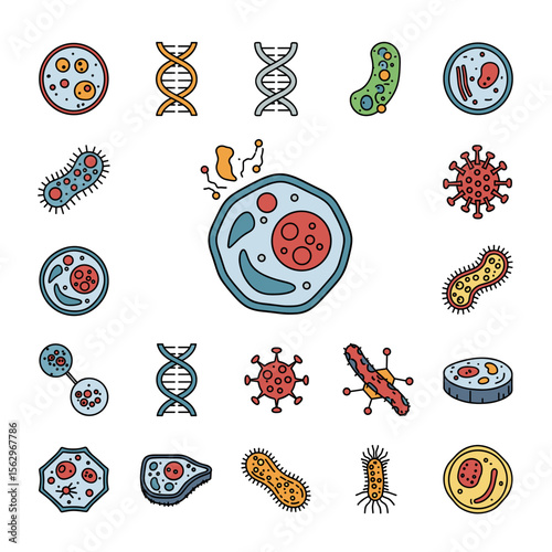 Exploring Microscopic Worlds A Colorful Collection of Cell, Bacteria, and Virus Illustrations