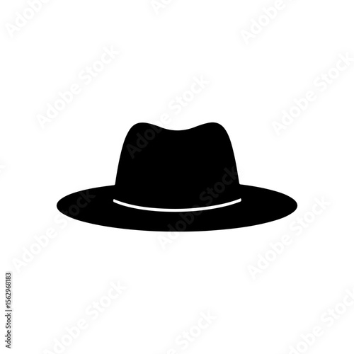 Fedora hat silhouette vector flat illustration on white background.