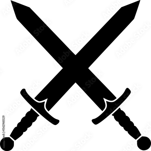 two crossed swords, black silhouette, simple vector illustration