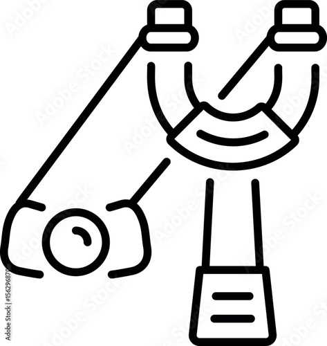 A line style icon representing a hunting slingshot 