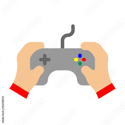 Playing Video Game Vector Flat Icon Design