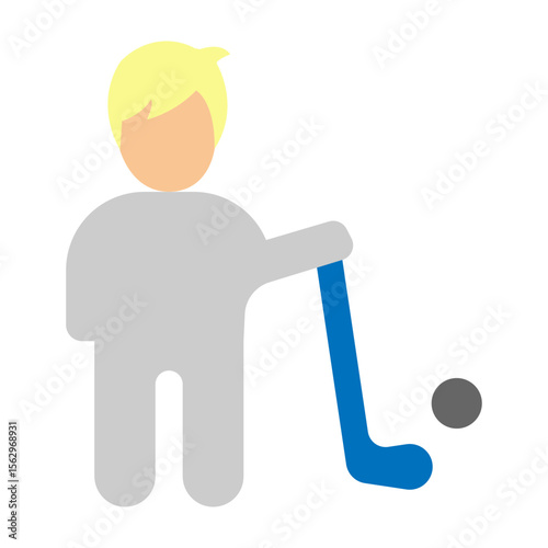Playing Hockey Vector Flat Icon Design