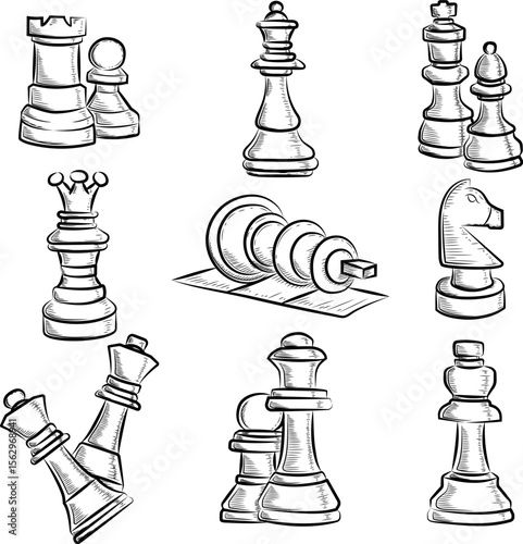 chess piece illustration on checkered board strategic gameplay concept with pawns and king