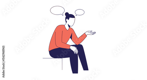 Woman Sitting on a Bench Lost in Thought Expressing her Ideas and Opinions