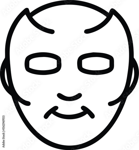 Vector art of a detailed line art drawing of a face mask isolated on white background