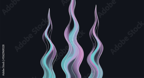 Animated Pixel Art Trio of Magical Energy Streams Against Dark Navy Blue Background