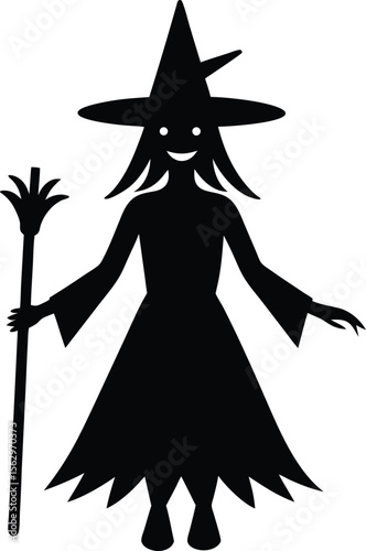 Smiling Witch Silhouette A Spooky Cute Halloween Illustration