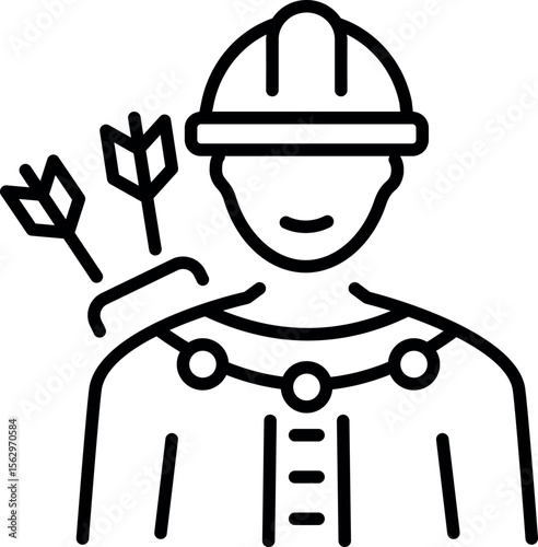 A line style icon representing a bow hunting character 
