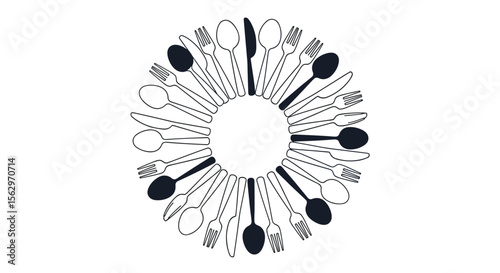 Culinary Harmony A Symphony of Utensils in Circular Formation Food and Cooking Theme