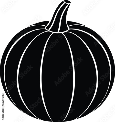 Autumn Harvest Black and White Pumpkin Illustration