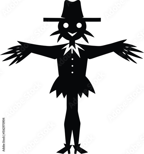 Spooky Scarecrow Silhouette A Halloween-Themed Illustration
