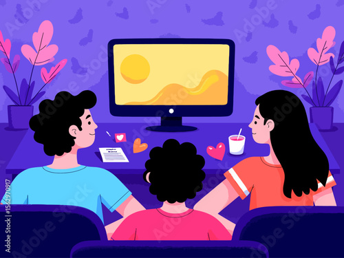  three people one looking at a computer screen, one at a analog standard definition tv