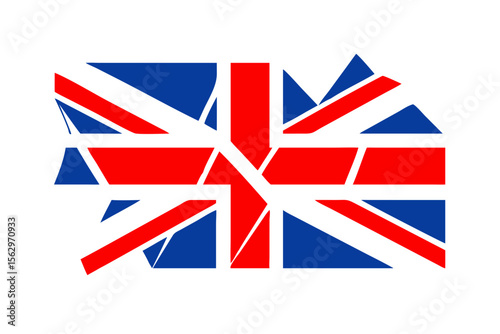 Abstract geometric representation of the union jack flag on a black background
